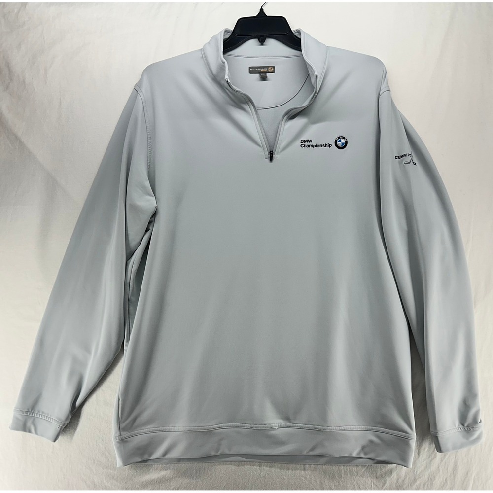 Peter Millar BMW Championship Crooked Stick Golf 1/4 Zip Pullover Gray Mens XXL - Picture 4 of 12